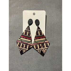 Large African‎ Print Wood Earrings